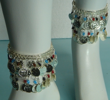 Silver Mixed Color Beads Anklets