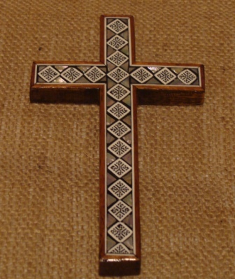 Egyptian Mosaic Cross crucifix Mother of Pearl
