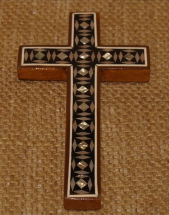 Egyptian Mosaic Cross crucifix Mother of Pearl