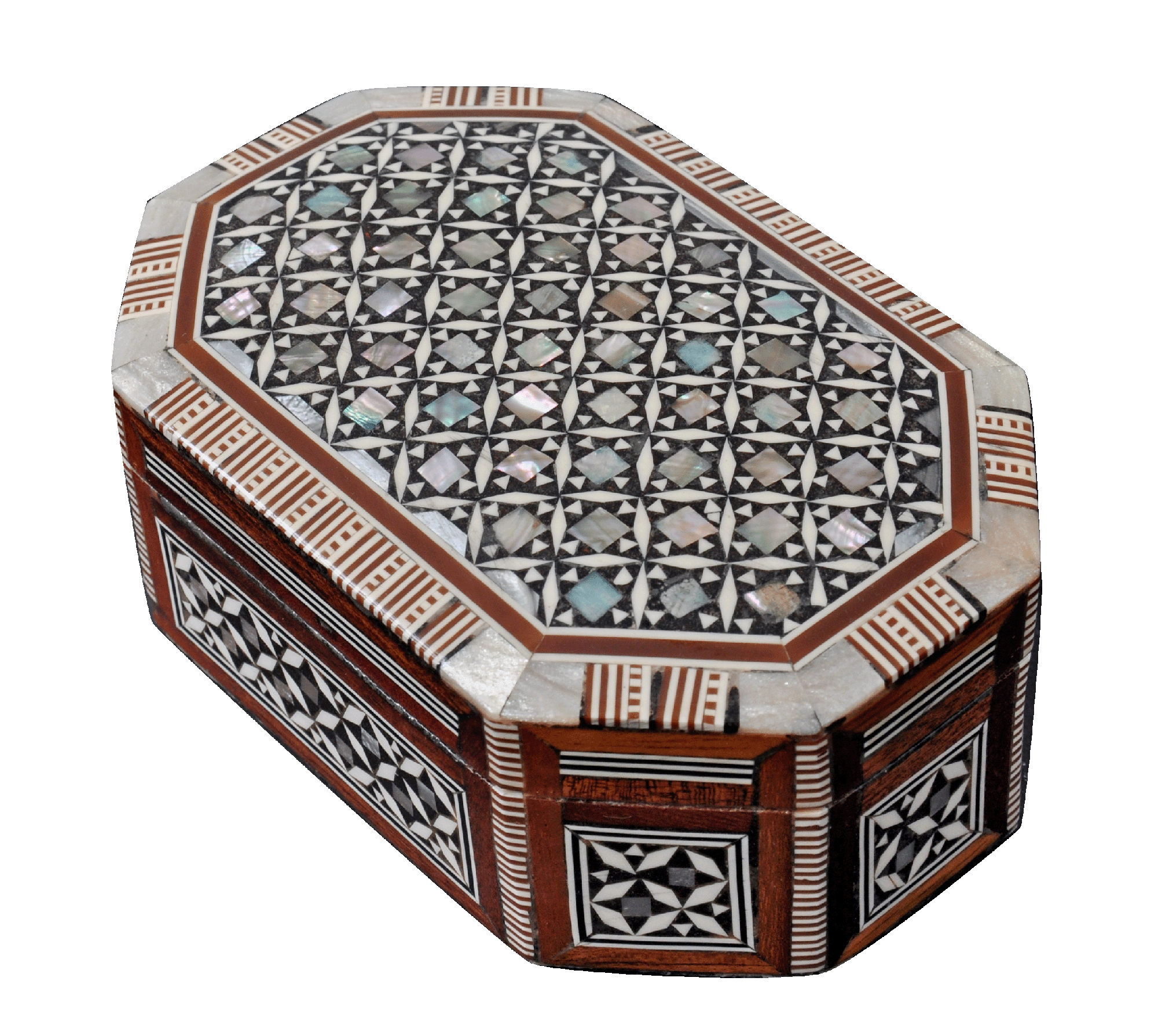 Egyptian Mosaic Jewelry Trinket Box Mother of Pearl BX3