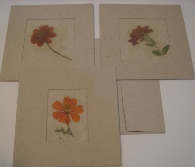 Recycled Paper Cards with Dried Flowers