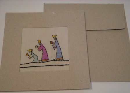 Recycled Paper Embroided Christmas Cards