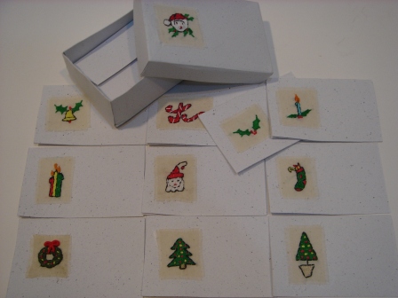 Recycled Paper Christmas embroided cards