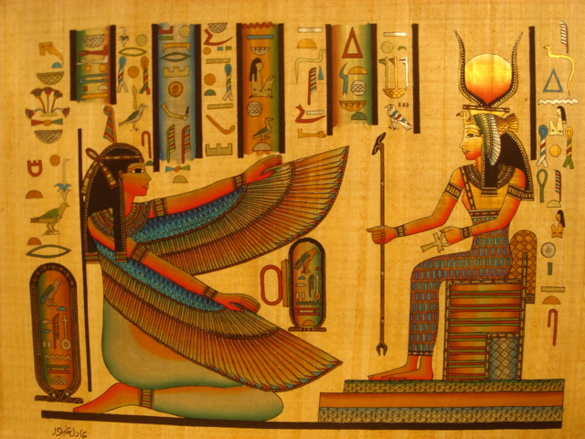 Maat & Isis Egyptian Papyrus - Click Image to Close