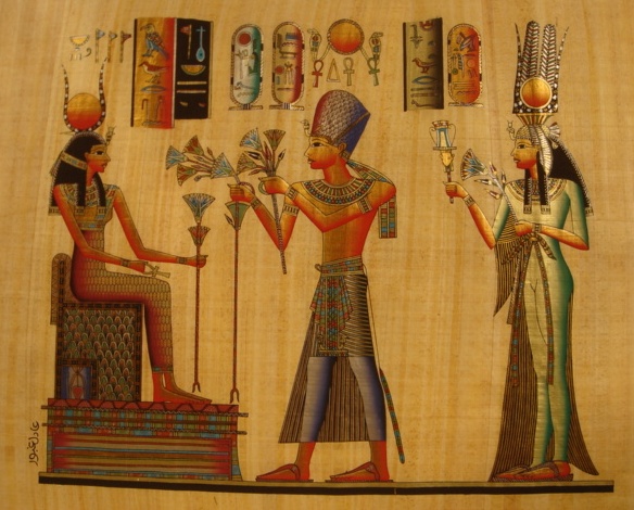 Ramses and Nefertary Present Flowers To Hathor