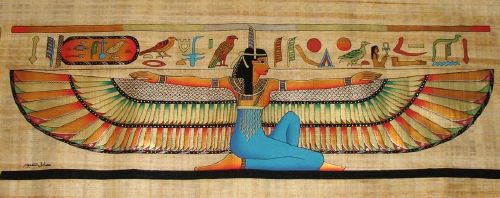 Isis With Alphabet Egyptian Papyrus 225O