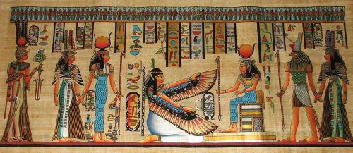 Nefertary,Isis,Maat,Horus Egyptian Papyrus 236P