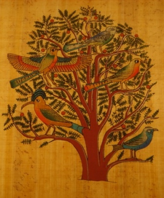 Birds in Acacia Tree Egyptian Papyrus 1F - Click Image to Close