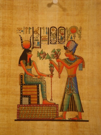Ramses Proffers Flowers Egyptian Papyrus 10E