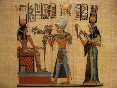 Ramese and nefrtary Present Flowers to Hathor
