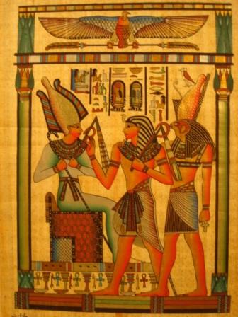 Ramsses ,Hours,Osiris into A Gate Egyptian Papyrus 3E