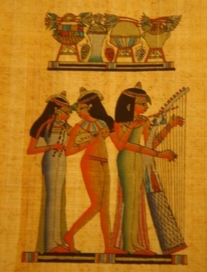 Three Dancing Musicians Egyptian Papyrus 9D - Click Image to Close