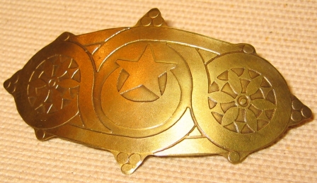 Brass Crescent & Flower Hair Pin