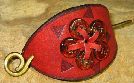 Leather & Glass Flower Hair Pin